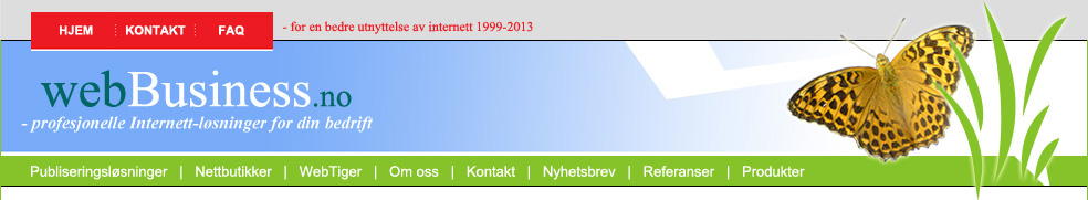 Webl�sninger fra Kristiansand - over 13 �rs erfaring med hjemmesider nettbutikk webdesign publiseringsl�sninger SEO s�kemotoroptimalisering webprogrammering og databaser